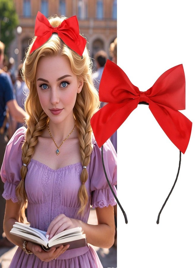 Ondder Cute Red Hair Bow Headband for Women - Perfect for Role Play, Birthday Parties, Costume Balls & Cosplay - Lightweight Hair Accessories with Adjustable Fit for All Hairstyles - Image 4
