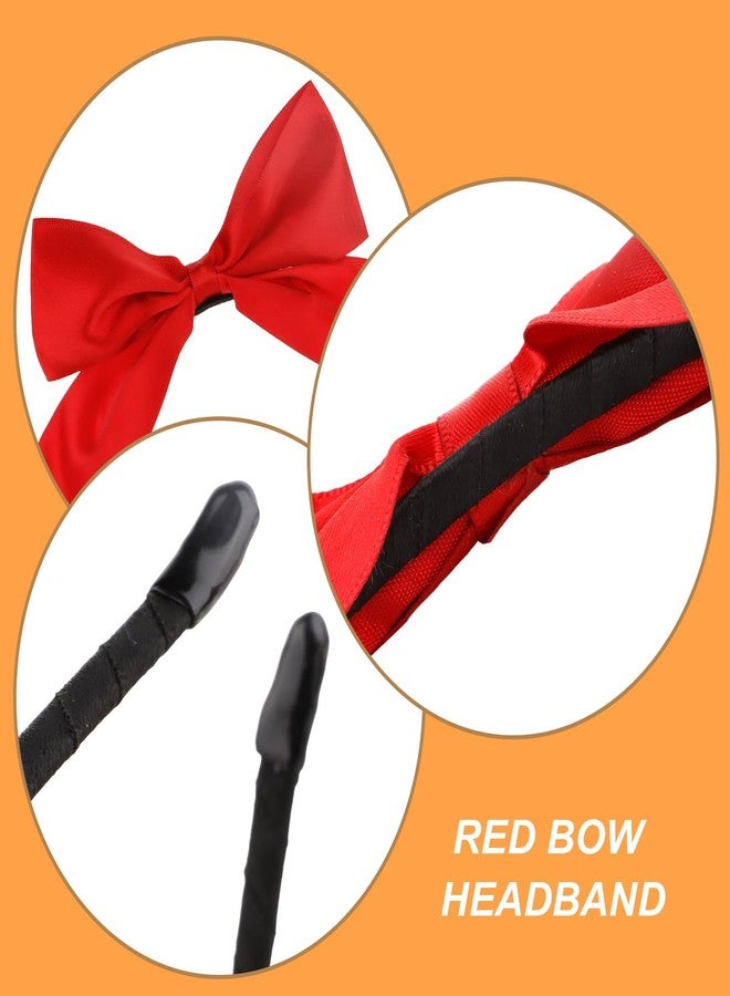 Ondder Cute Red Hair Bow Headband for Women - Perfect for Role Play, Birthday Parties, Costume Balls & Cosplay - Lightweight Hair Accessories with Adjustable Fit for All Hairstyles - Image 5