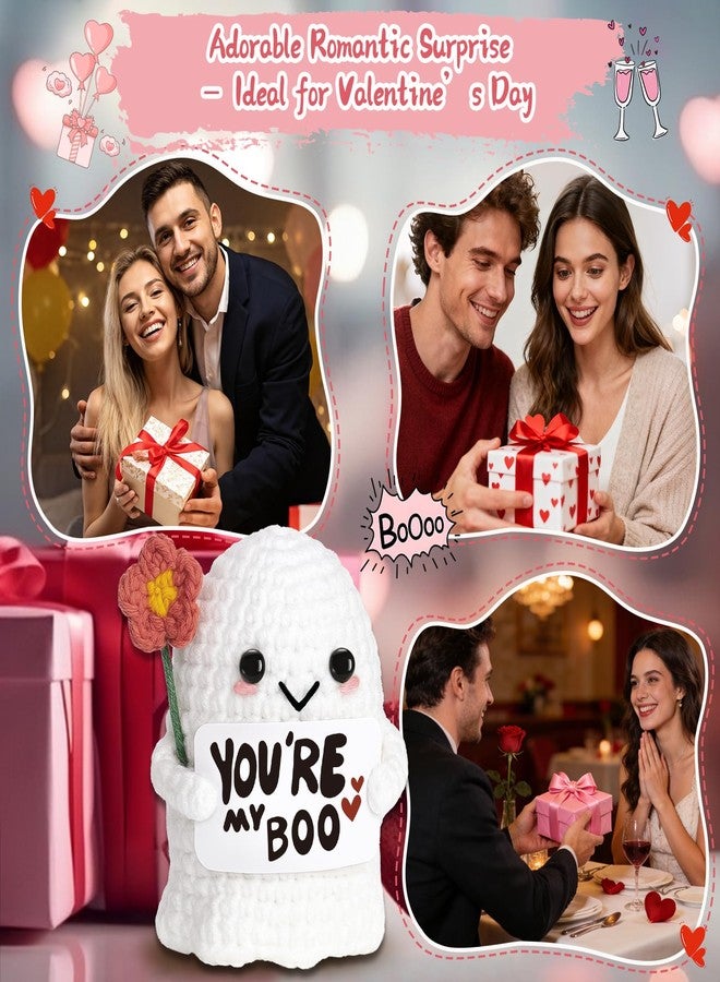 Frabaca You're My Boo - Funny & Romantic Handmade Crochet Ghost Plush Gift for for Girlfriend, Boyfriend, Couples, Her, Him, Friends, Halloween Decor, Valentine, Birthday, Christmas Stocking Stuffer - Image 4