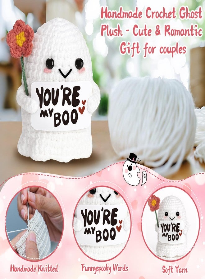 Frabaca You're My Boo - Funny & Romantic Handmade Crochet Ghost Plush Gift for for Girlfriend, Boyfriend, Couples, Her, Him, Friends, Halloween Decor, Valentine, Birthday, Christmas Stocking Stuffer - Image 3