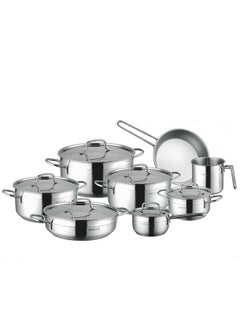 PROCILA 14-Piece Stainless Steel Alpha Cookware Set With 5-Layers Induction Bottom; Sizes 16,18,22,26,30,26,24,14CM Silver  - Image 1
