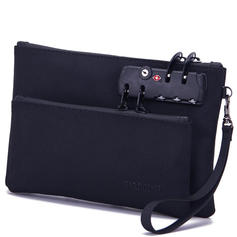 BARDOLPH Money Bag with Lock, Double layer Men & Women's Locking Accessories Pouch, Bank Bag, Passports, Notary Supplies, Valuable StoragBag,CashBag and Zipper NotaryBag with Lock - Image 1