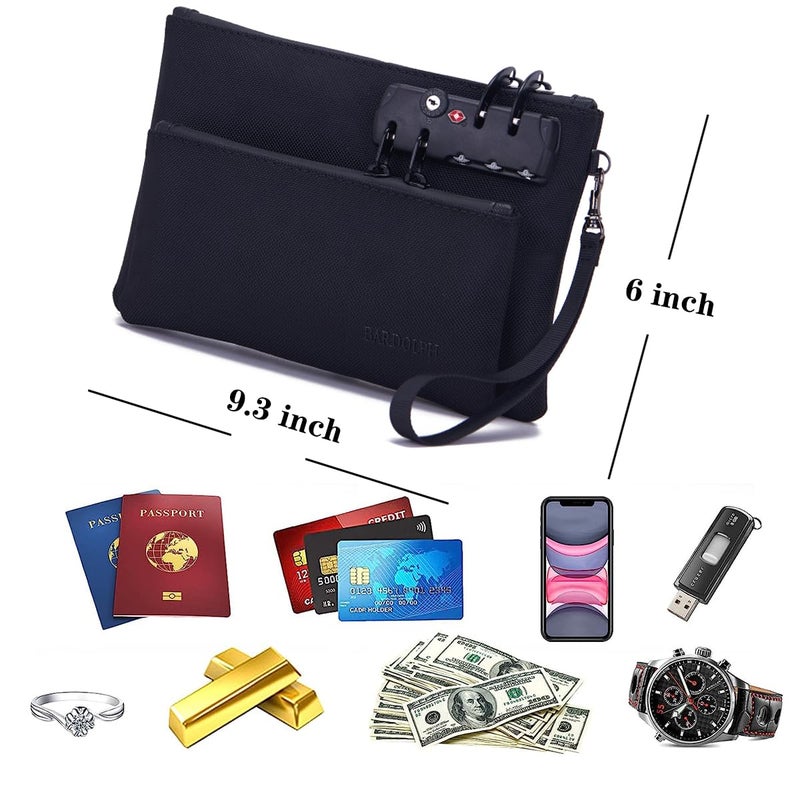 BARDOLPH Money Bag with Lock, Double layer Men & Women's Locking Accessories Pouch, Bank Bag, Passports, Notary Supplies, Valuable StoragBag,CashBag and Zipper NotaryBag with Lock - Image 5