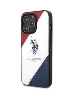 U.S. Polo Assn. USPA iPhone 14 Pro Max PU Leather Case With Embossed Double Line & Horse Logo, Full Protection, Easy Snap-On & Slim Profile - Red/White/Navy  - Image 2