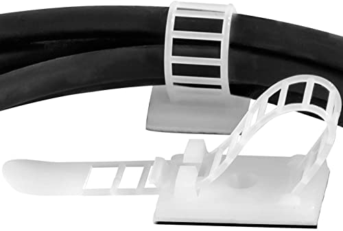 PHYXOLOGY SUPPLY Pro-Grade, Adhesive-Backed Cable Straps 50 Pack. High-Strength, White Clamps for Electrical Wire Management and Organization. Tool-Free Installation for Home Or Office. Screw-Mount for Permanent Hold - Image 2