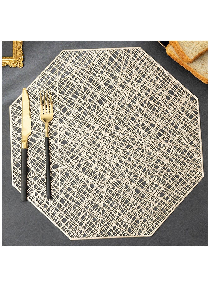 Hollowed out octagonal light luxury insulated table mat 6pcs - Image 3