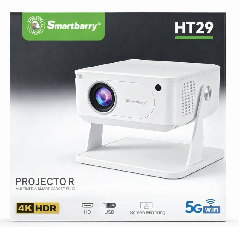 Smartberry HT29 Mini Smart Projector – 4K Supported, Wi-Fi & Bluetooth, Portable Home Theater Projector - Image 1