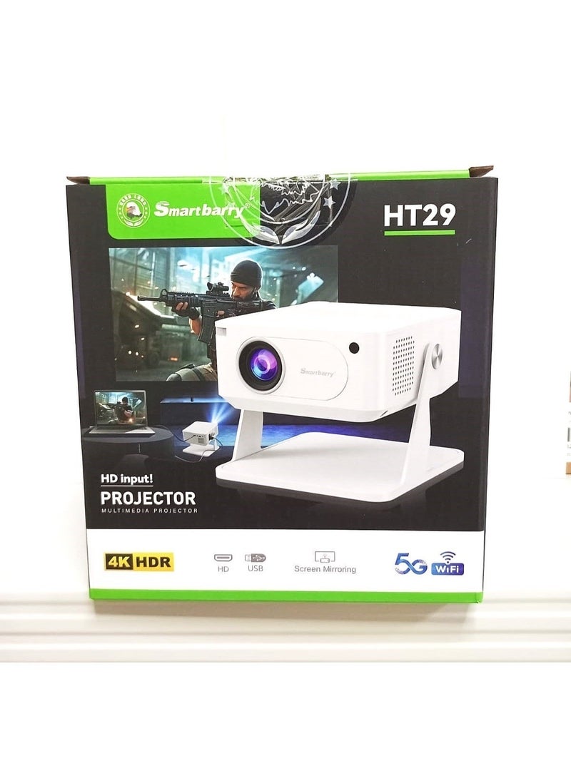 Smartberry HT29 Mini Smart Projector – 4K Supported, Wi-Fi & Bluetooth, Portable Home Theater Projector - Image 2