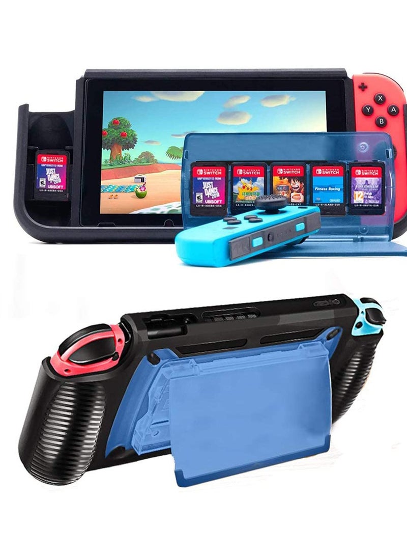 SYOSI Protective Case for Nintendo Switch Dockable 7 Storage Slots for Game Cards and Compact Multi Angle Holder Play Stand for Nintendo Switch Grip Cover  - Image 1