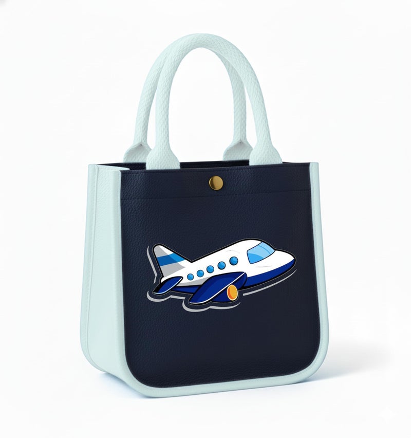 HOBBY INDIA Kids Lunch Bag | Cute & Stylish Mini Tiffin Bag for Boys & Girls | Cute Cotton Cartoon Design I Perfect For Picnic Tuition School, Preschool & Playschool (Airplane) - Image 1