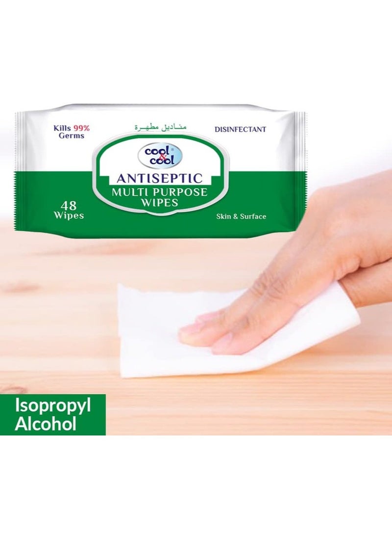 Cool & Cool Antiseptic Multi Purpose Wipes 48 Wipes  - Image 3