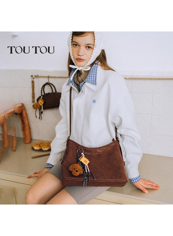 Toutou Women's Bag Spring Renewal New Retro Style Vegetable Tanned Tote Bag Large Capacity Single Shoulder Armpit Bag - Image 5