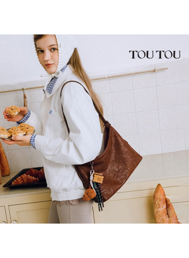 Toutou Women's Bag Spring Renewal New Retro Style Vegetable Tanned Tote Bag Large Capacity Single Shoulder Armpit Bag - Image 4