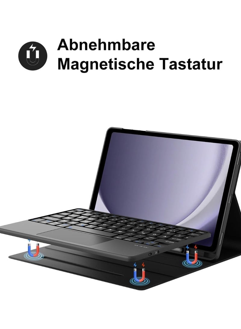 Muzz حافظة لوحة مفاتيح تاتش باد لجهاز سامسونج جالكسي تاب A9+/A9 بلس مع لوحة مفاتيح حافظة واقية باللون الأسود عربي وإنجليزي - Image 2