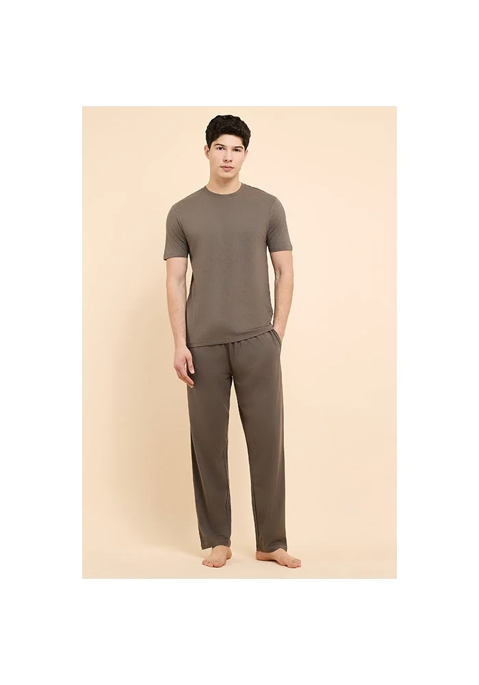 R&b Solid Sleep T-Shirt with Crew Neck and Short Sleeves