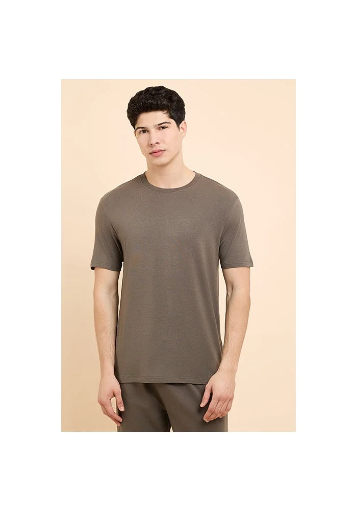 R&b Solid Sleep T-Shirt with Crew Neck and Short Sleeves