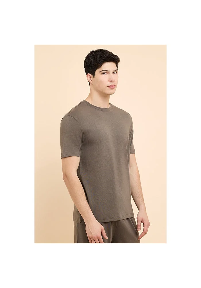 R&b  Solid Sleep T-Shirt with Crew Neck and Short Sleeves for Men | Best Price UAE