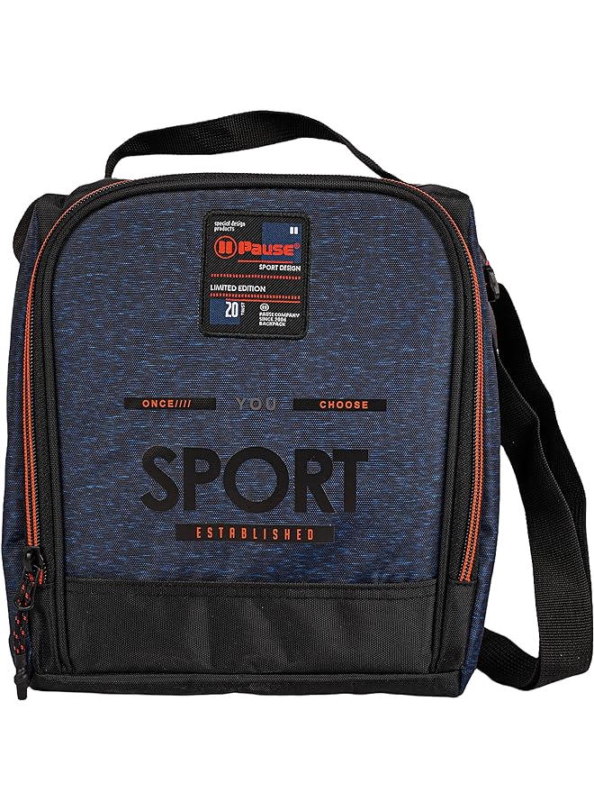 رينبو ماكس حقيبة طعام مطبوعة للمدرسة قابلة لإعادة الاستخدام مع حزام قابل للتعديل وحاوية طعام بسحاب للإغلاق للطلاب باللون الأزرق الداكن - Image 1