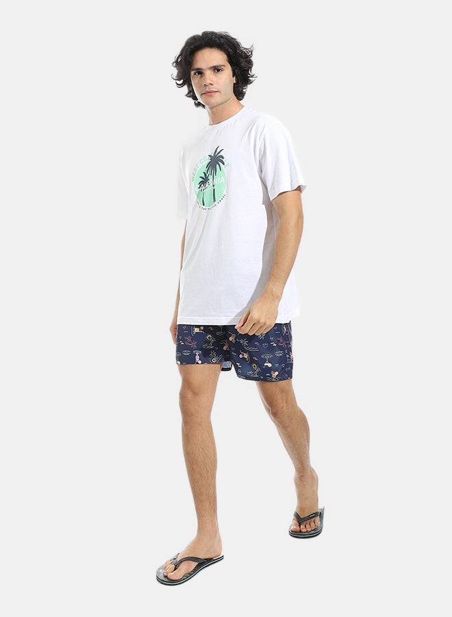 Andora Self Pattern Swim Shorts with Sided Pockets _ Navy Blue - Image 5