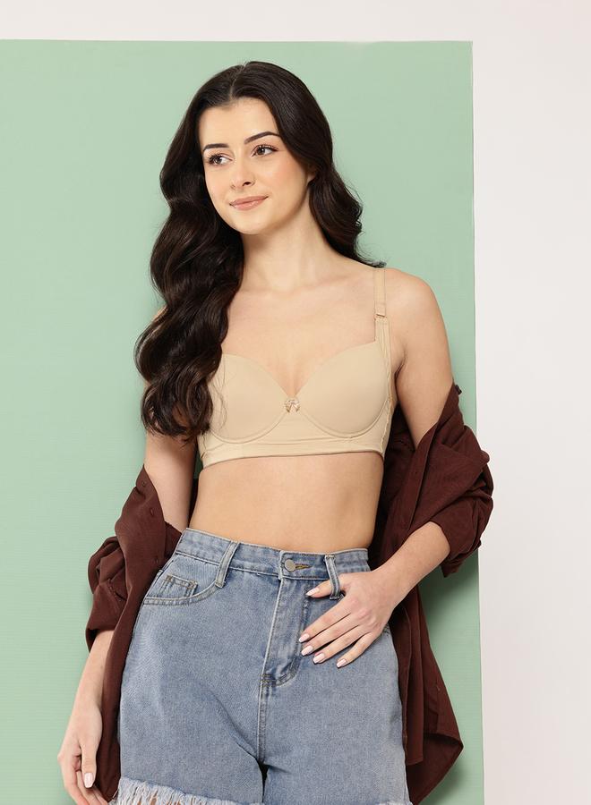 Leading Lady Beige Solid Lightly Padded Non Wired T-Shirt Bra - Image 4