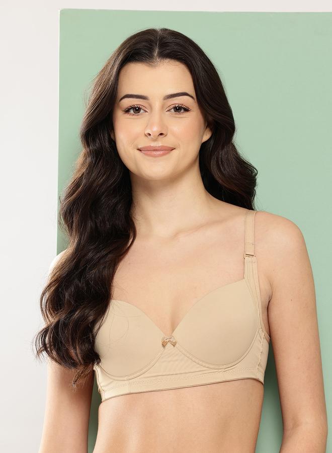 Leading Lady Beige Solid Lightly Padded Non Wired T-Shirt Bra - Image 1