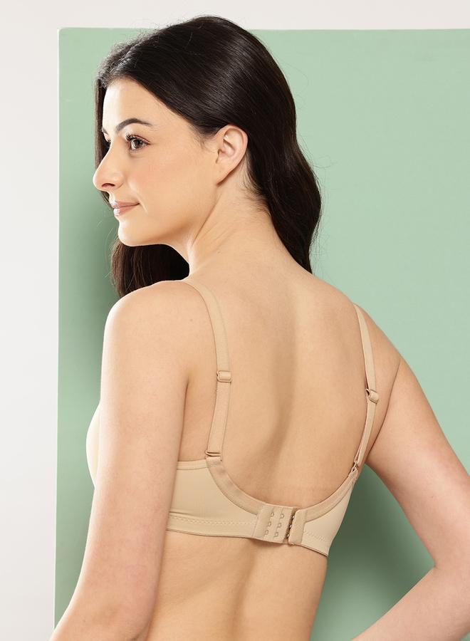 Leading Lady Beige Solid Lightly Padded Non Wired T-Shirt Bra - Image 3