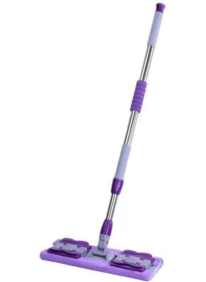 Professional floor mop with double clip head for securing the cloth; versatile flat cleaning system. - Image 1
