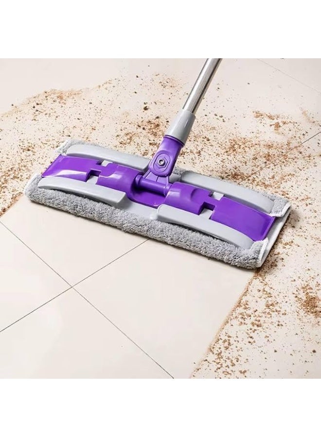 Professional floor mop with double clip head for securing the cloth; versatile flat cleaning system. - Image 2