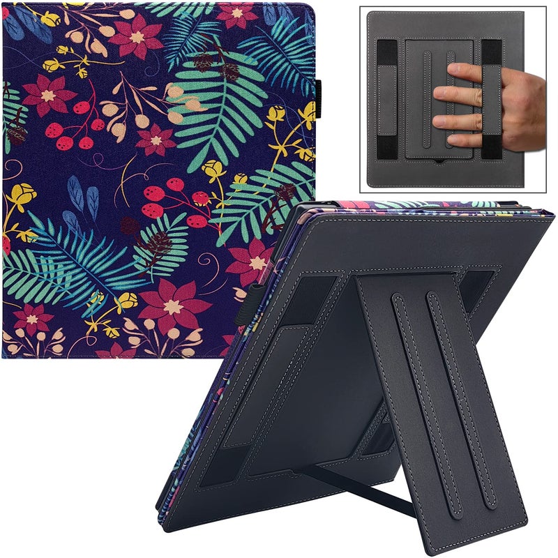 GOVTVA Double Stand Case for 10.2â€œ Amazon Kindle Scribe 2022/2024 Release Cover with Auto Sleep/Wake/Double Hand Strap for Kindle Scribe e-Reader (Jungle Flower) - Image 1