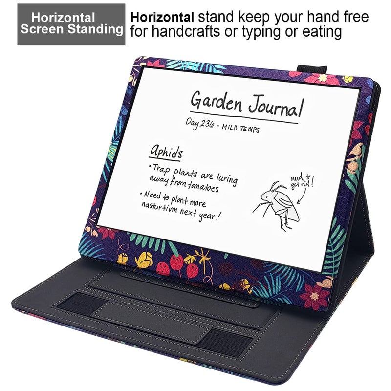 GOVTVA Double Stand Case for 10.2â€œ Amazon Kindle Scribe 2022/2024 Release Cover with Auto Sleep/Wake/Double Hand Strap for Kindle Scribe e-Reader (Jungle Flower) - Image 4