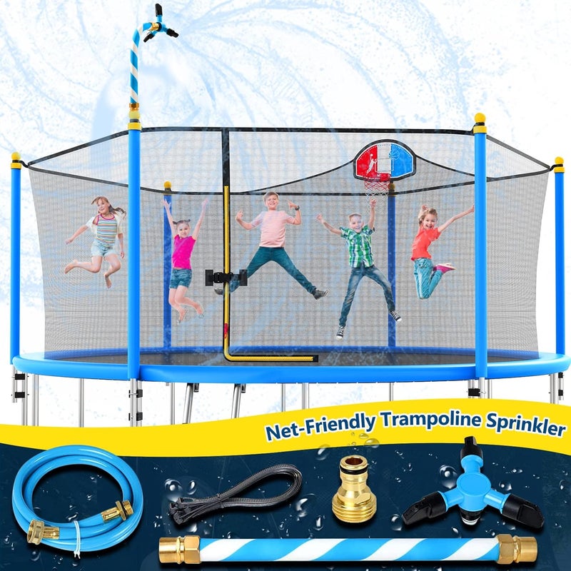 Vantic Trampoline Sprinkler, Net Friendly Water Sprinkler for Kids, 360° Rotating Sprinkler for Trampoline, 5 Minutes Quick Setup Trampoline Accessories (Blue) - Image 1
