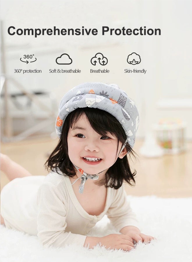Razia Adjustable Baby Helmet, Breathable Anti-Fall Head Protection Hat with High Rebound Cotton, for baby Crawling, Walking, and Learning to Walk, Lightweight Child Head Guard for Boys and Girls, Gray - Image 5