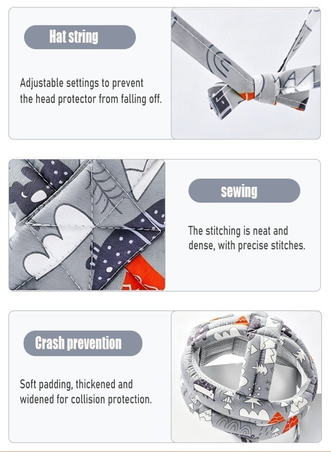 Razia Adjustable Baby Helmet, Breathable Anti-Fall Head Protection Hat with High Rebound Cotton, for baby Crawling, Walking, and Learning to Walk, Lightweight Child Head Guard for Boys and Girls, Gray - Image 3