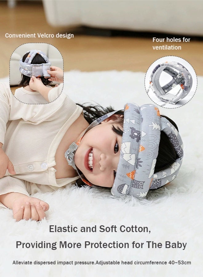 Razia Adjustable Baby Helmet, Breathable Anti-Fall Head Protection Hat with High Rebound Cotton, for baby Crawling, Walking, and Learning to Walk, Lightweight Child Head Guard for Boys and Girls, Gray - Image 4