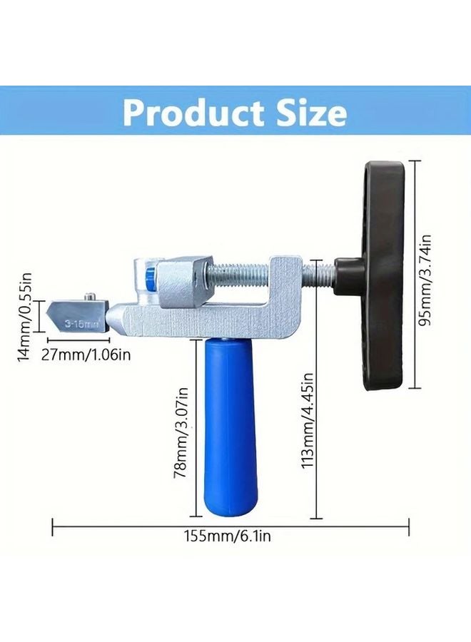 2 In 1 Manual Glass And Tile Cutter With Diamond Roller Wheel Silvery 1pc Adjustable Metal Base - Image 4