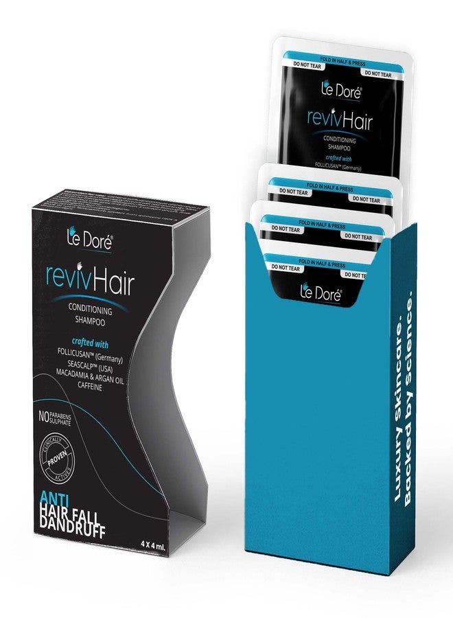 Le Dore Le Doré RevivHair Conditioning Shampoo Sachet Pack | Enriched with Follicusan, Seascalp, Macadamia & Argan Oil, Caffeine | Anti Hair Fall & Dandruff | Travel Trial Kit for Men & Women | 4 × 4g - Image 2