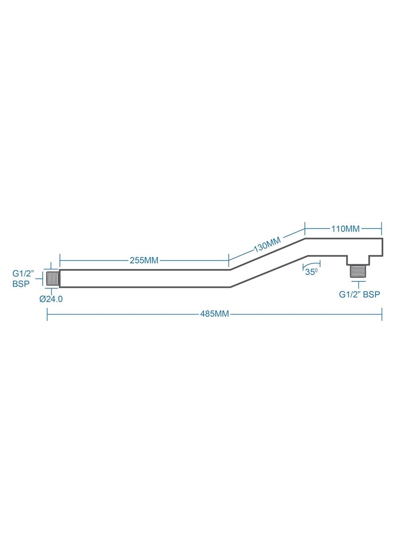 WaterScience waterscience Stainless Steel Nickel Polished Chromium Finish Overhead Shower Arm 24 mm  - Image 2