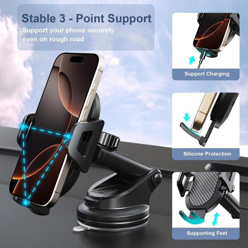 Arteck Universal Car Mount for Windshield and Dashboard - 360° Rotation Mobile Phone Holder - Image 3