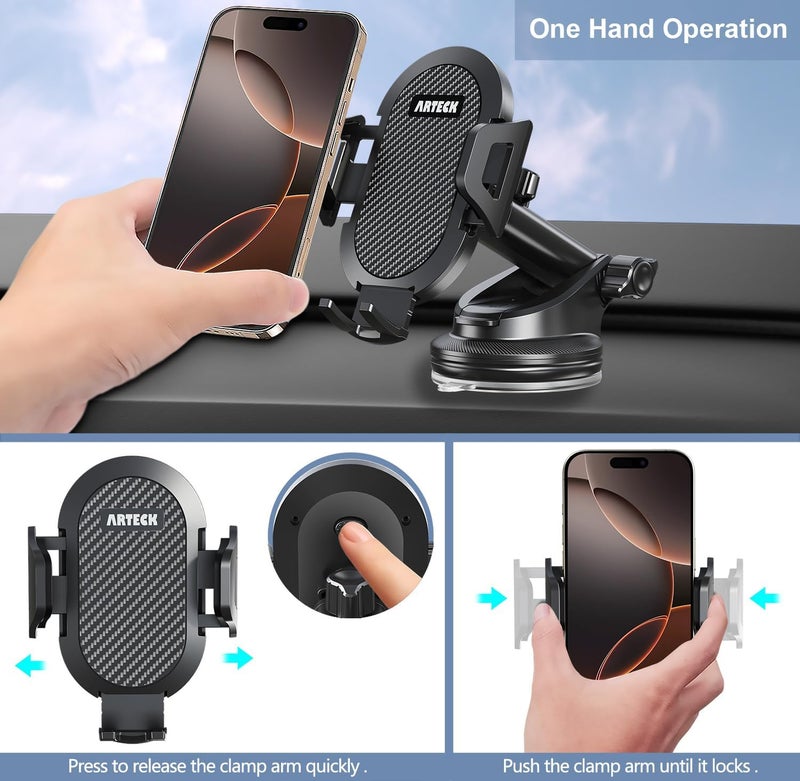 Arteck Universal Car Mount for Windshield and Dashboard - 360° Rotation Mobile Phone Holder - Image 4