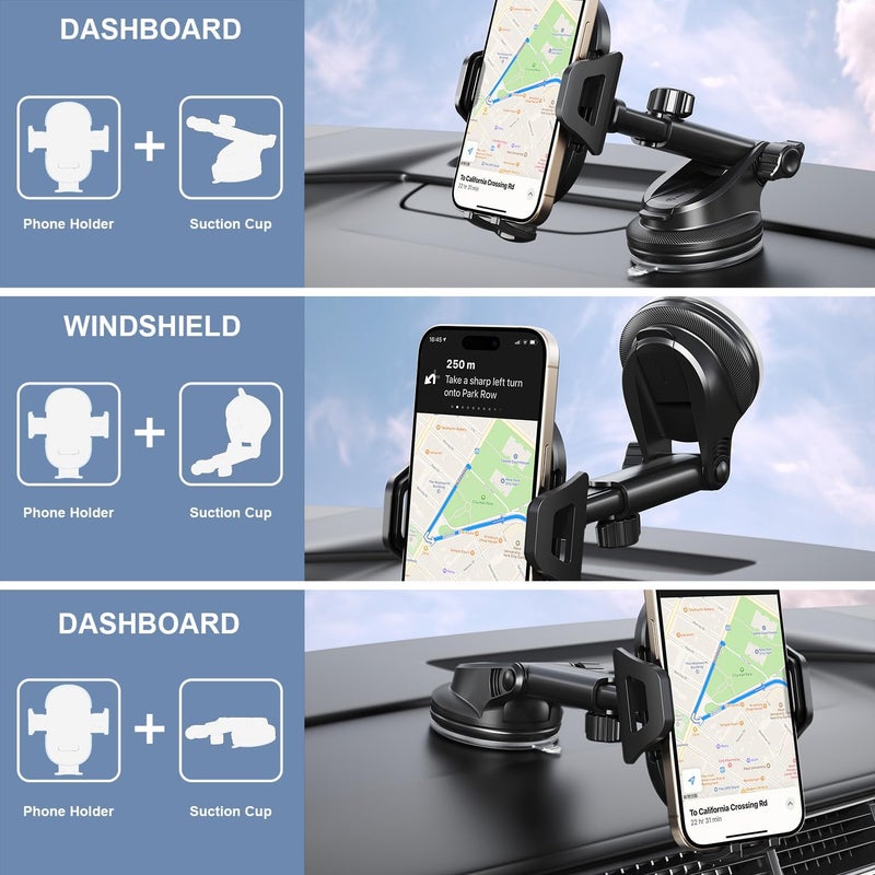 Arteck Universal Car Mount for Windshield and Dashboard - 360° Rotation Mobile Phone Holder - Image 2