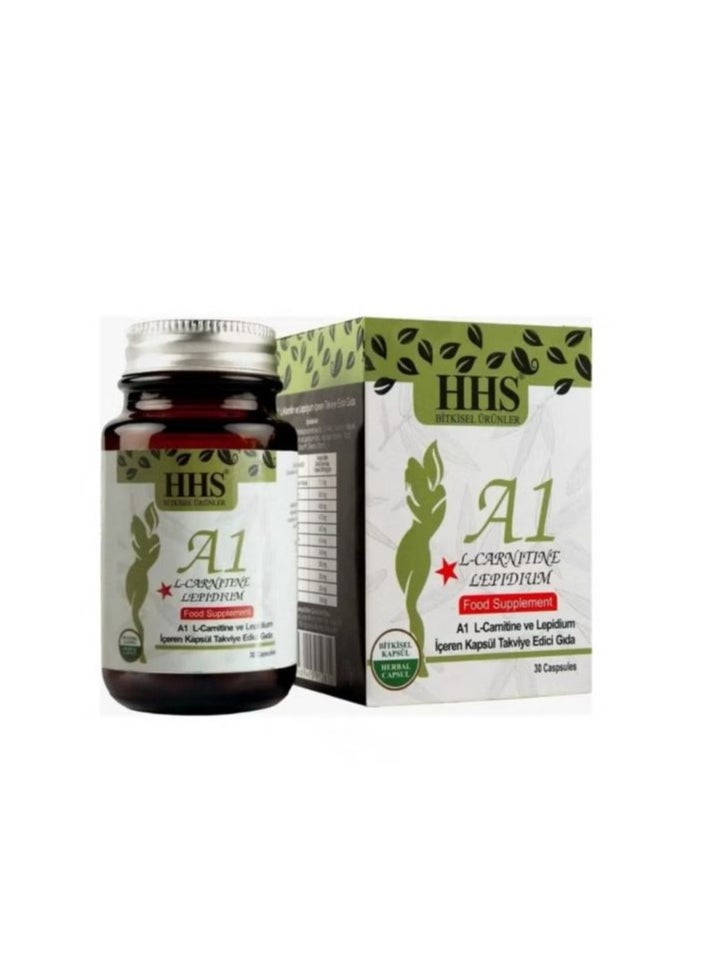 HHS - A1 dietary supplement of L-Carnitine and Lipidium to support weight loss, suppress appetite, and stimulate fat burning. 30 capsules. - Image 1
