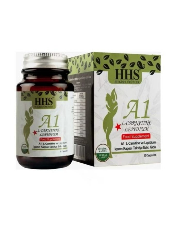 HHS - A1 dietary supplement of L-Carnitine and Lipidium to support weight loss, suppress appetite, and stimulate fat burning. 30 capsules. - Image 1