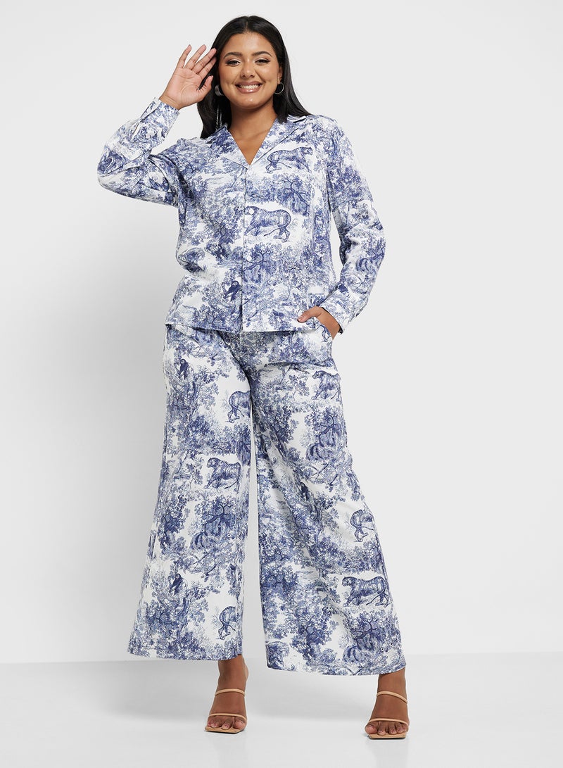Ella Plus Floral Print Top & Pan Set - Image 1