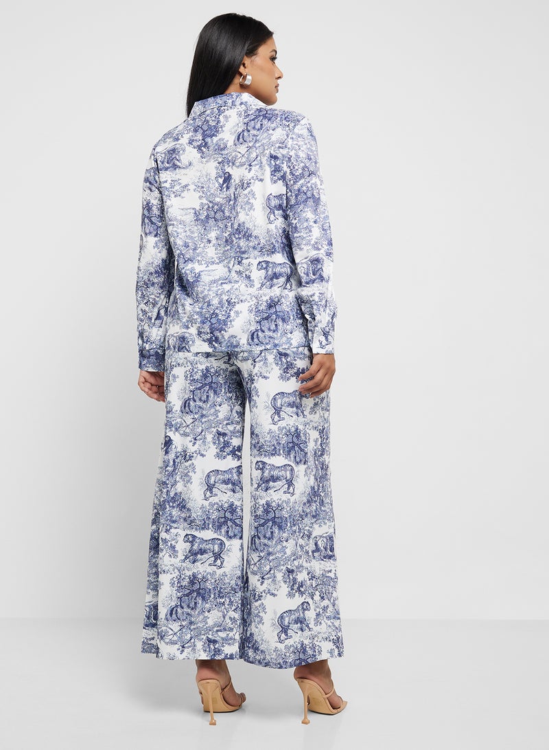 Ella Plus Floral Print Top & Pan Set - Image 2