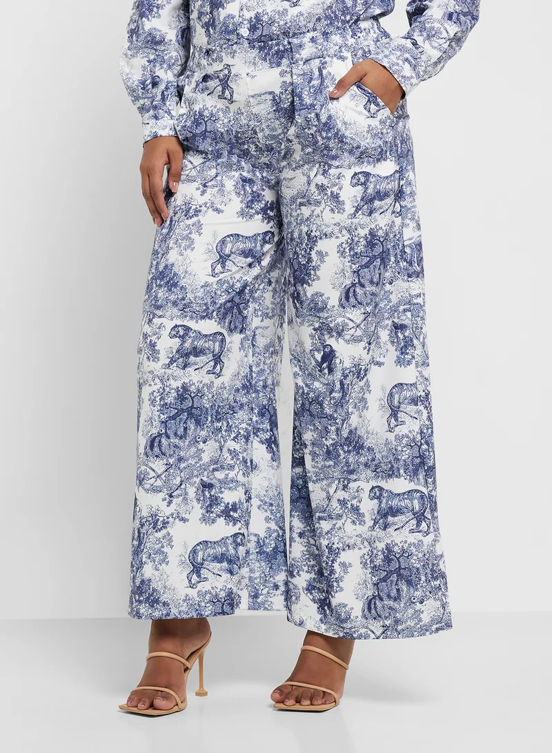 Ella Plus Floral Print Top & Pan Set