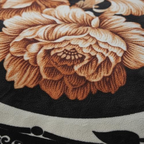 BENAVJI Mink Floral Embossed Super Soft AC Bed Velvet for Winter Blanket (Double, Black Multicolor) - Image 5