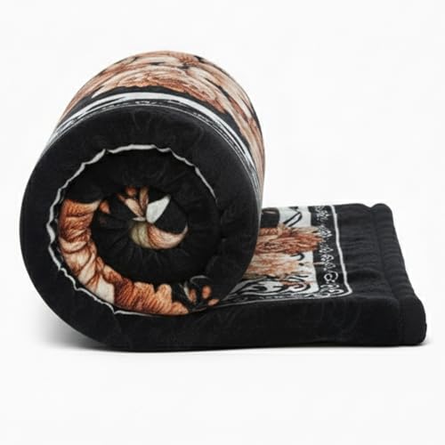 BENAVJI Mink Floral Embossed Super Soft AC Bed Velvet for Winter Blanket (Double, Black Multicolor) - Image 1