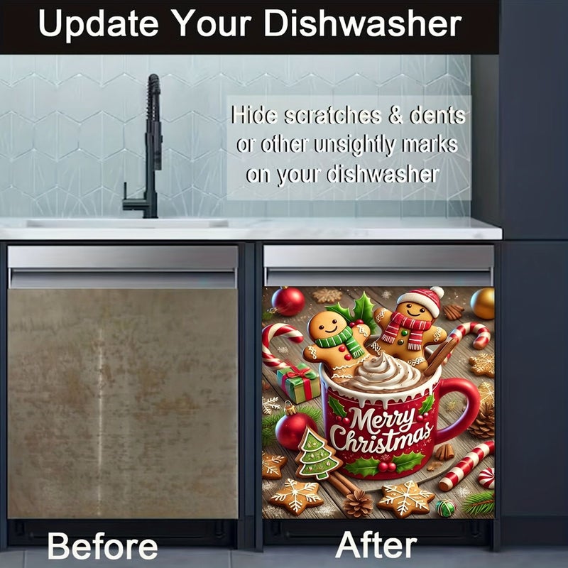 Christmas Gingerbread Dishwasher Magnet Snowflake Candy Pine Cone Durable Vinyl - Image 5