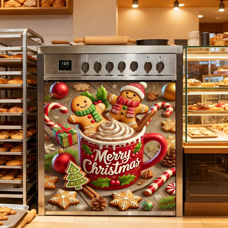 Christmas Gingerbread Dishwasher Magnet Snowflake Candy Pine Cone Durable Vinyl - Image 1