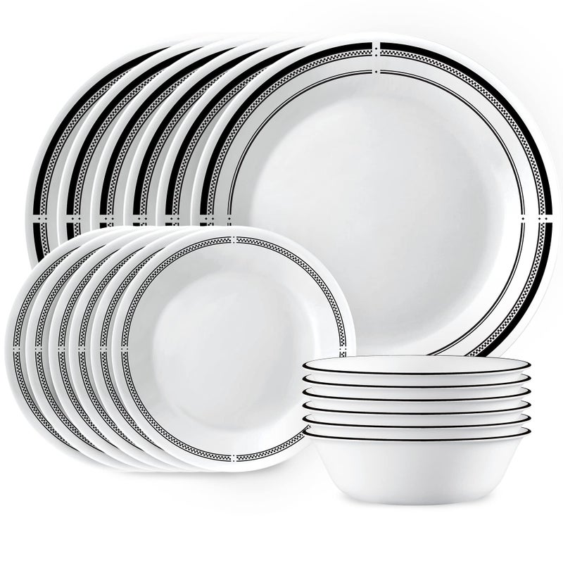 Corelle Corelle 18-Piece Round Dinnerware Set  Service for 6  Lightweight Round Plates and Bowls Set  Vitrelle Triple Layer Glass  Chip and Scratch Resistant  Microwave and Dishwasher Safe  Brasserie - Image 1